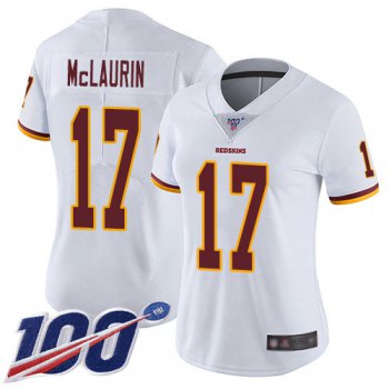 Redskins #17 Terry McLaurin White Women's Stitched Football 100th Season Vapor Limited Jersey