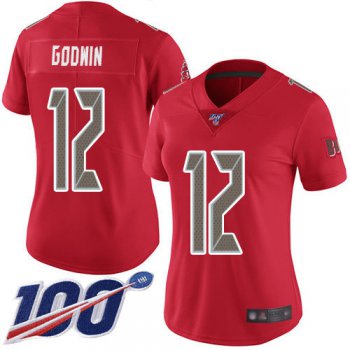 Buccaneers #12 Chris Godwin Red Women's Stitched Football Limited Rush 100th Season Jersey