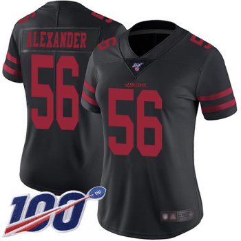 Nike 49ers #56 Kwon Alexander Black Alternate Women's Stitched NFL 100th Season Vapor Limited Jersey