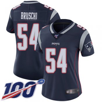 Nike Patriots #54 Tedy Bruschi Navy Blue Team Color Women's Stitched NFL 100th Season Vapor Limited Jersey