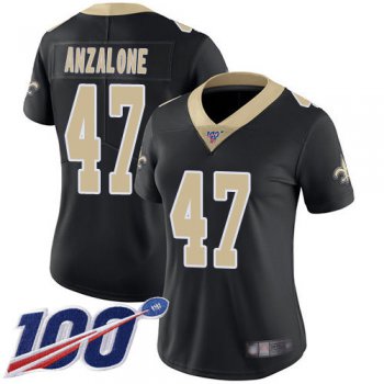 Nike Saints #47 Alex Anzalone Black Team Color Women's Stitched NFL 100th Season Vapor Limited Jersey