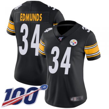 Nike Steelers #34 Terrell Edmunds Black Team Color Women's Stitched NFL 100th Season Vapor Limited Jersey