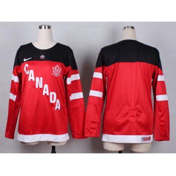 2014/15 Team Canada Blank Red 100TH Womens Jersey