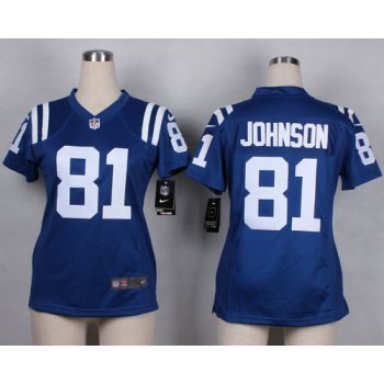 Nike Indianapolis Colts #81 Andre Johnson Blue Game Womens Jersey