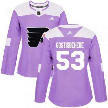 Adidas Philadelphia Flyers #53 Shayne Gostisbehere Purple Authentic Fights Cancer Women's Stitched NHL Jersey