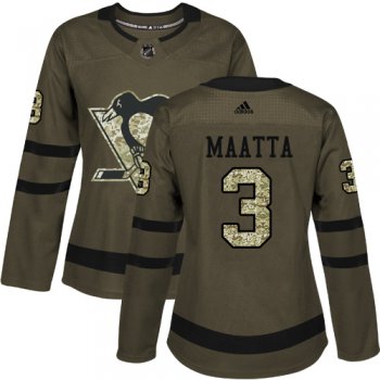 Adidas Pittsburgh Penguins #3 Olli Maatta Green Salute to Service Women's Stitched NHL Jersey
