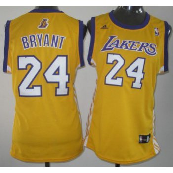 Los Angeles Lakers #24 Kobe Bryant Yellow Womens Jersey