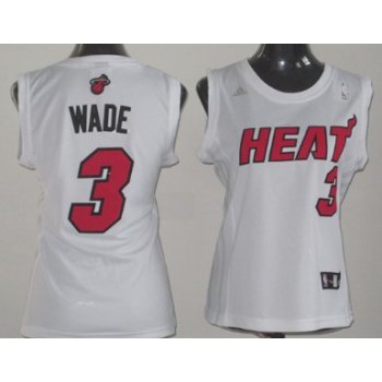 Miami Heat #3 Dwyane Wade White Womens Jersey