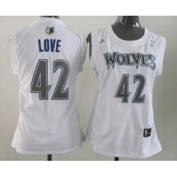 Minnesota Timberwolves #42 Kevin Love White Womens Jersey