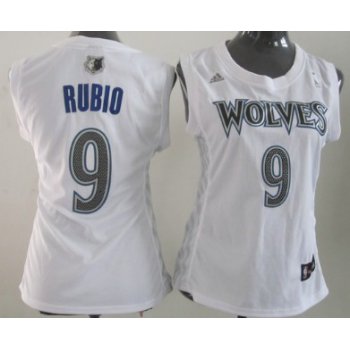 Minnesota Timberwolves #9 Ricky Rubio White Womens Jersey