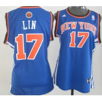 New York Knicks #17 Jeremy Lin Blue Womens Jersey
