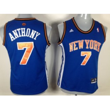 New York Knicks #7 Carmelo Anthony Blue Womens Jersey