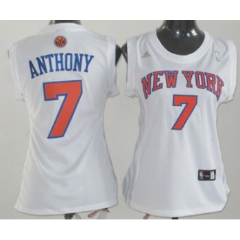 New York Knicks #7 Carmelo Anthony White Womens Jersey