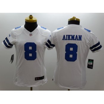 Nike Dallas Cowboys #8 Troy Aikman White Limited Womens Jersey