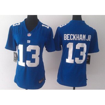 Nike New York Giants #13 Odell Beckham Jr Blue Game Womens Jersey