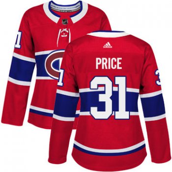 Adidas Montreal Canadiens #31 Carey Price Red Home Authentic Women's Stitched NHL Jersey