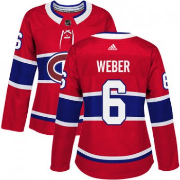 Adidas Montreal Canadiens #6 Shea Weber Red Home Authentic Women's Stitched NHL Jersey
