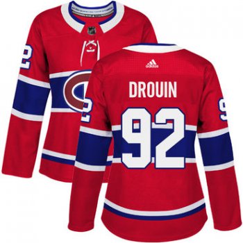 Adidas Montreal Canadiens #92 Jonathan Drouin Red Home Authentic Women's Stitched NHL Jersey