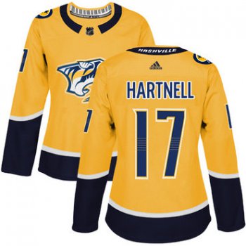 Adidas Nashville Predators #17 Scott Hartnell Yellow Home Authentic Women's Stitched NHL Jersey