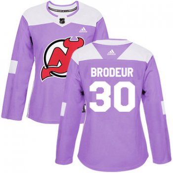 Adidas New Jersey Devils #30 Martin Brodeur Purple Authentic Fights Cancer Women's Stitched NHL Jersey