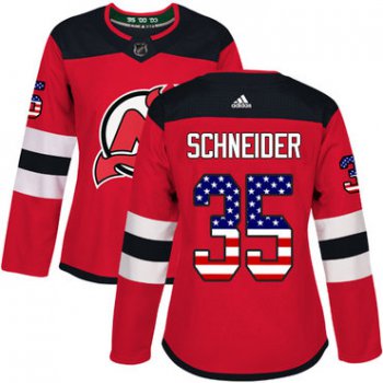 Adidas New Jersey Devils #35 Cory Schneider Red Home Authentic USA Flag Women's Stitched NHL Jersey