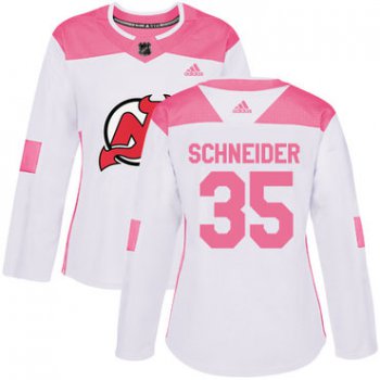 Adidas New Jersey Devils #35 Cory Schneider White Pink Authentic Fashion Women's Stitched NHL Jersey