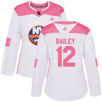 Adidas New York Islanders #12 Josh Bailey White Pink Authentic Fashion Women's Stitched NHL Jersey