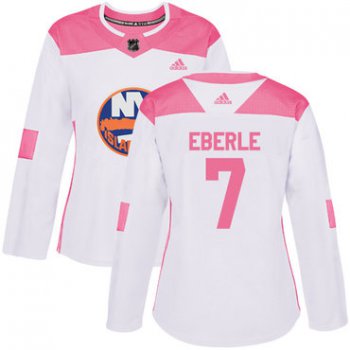 Adidas New York Islanders #7 Jordan Eberle White Pink Authentic Fashion Women's Stitched NHL Jersey