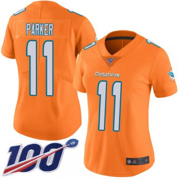 Nike Dolphins #11 DeVante Parker Orange Women's Stitched NFL Limited Rush 100th Season Jersey