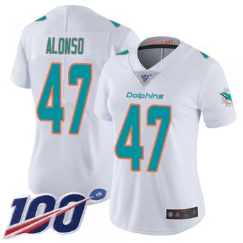 Nike Dolphins #47 Kiko Alonso White Women's Stitched NFL 100th Season Vapor Limited Jersey