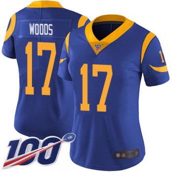 Nike Rams #17 Robert Woods Royal Blue Alternate Women's Stitched NFL 100th Season Vapor Limited Jersey
