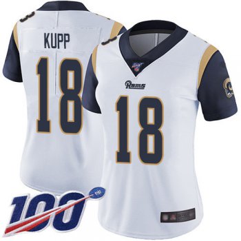 Nike Rams #18 Cooper Kupp White Women's Stitched NFL 100th Season Vapor Limited Jersey