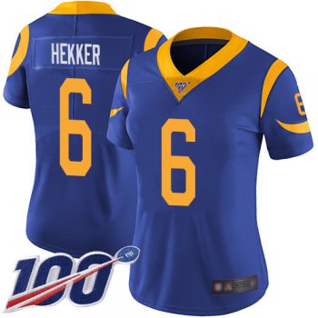 Nike Rams #6 Johnny Hekker Royal Blue Alternate Women's Stitched NFL 100th Season Vapor Limited Jersey