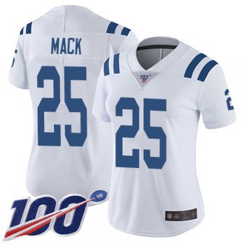 Nike Colts #25 Marlon Mack White Women's Stitched NFL 100th Season Vapor Limited Jersey