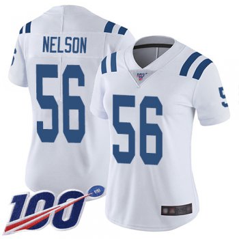 Nike Colts #56 Quenton Nelson White Women's Stitched NFL 100th Season Vapor Limited Jersey