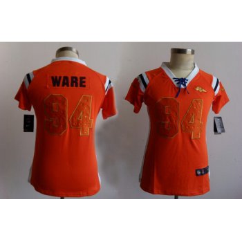 Nike Denver Broncos #94 DeMarcus Ware Drilling Sequins Orange Womens Jersey