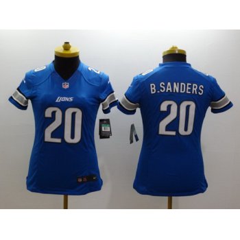 Nike Detroit Lions #20 Barry Sanders Light Blue Limited Womens Jersey
