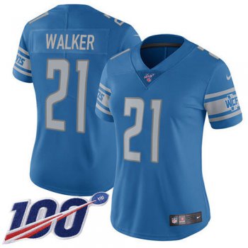 Nike Lions #21 Tracy Walker Light Blue Team Color Women's Stitched NFL 100th Season Vapor Untouchable Limited Jersey