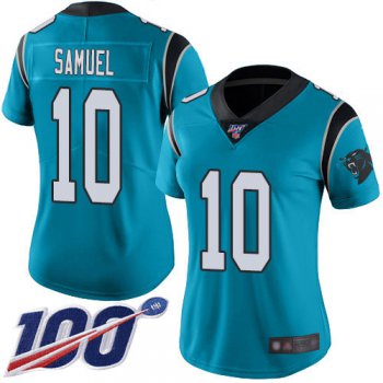 Nike Panthers #10 Curtis Samuel Blue Alternate Women's Stitched NFL 100th Season Vapor Limited Jersey