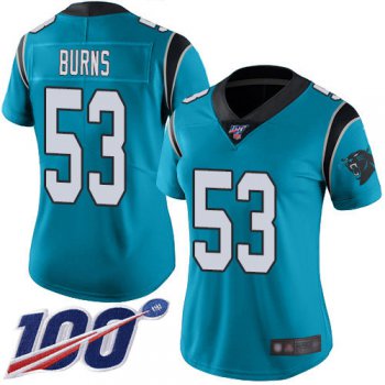 Nike Panthers #53 Brian Burns Blue Alternate Women's Stitched NFL 100th Season Vapor Limited Jersey