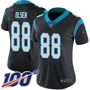 Nike Panthers #88 Greg Olsen Black Team Color Women's Stitched NFL 100th Season Vapor Limited Jersey