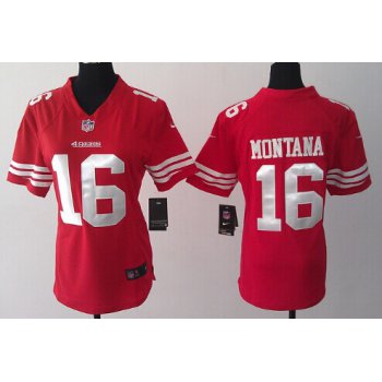 Nike San Francisco 49ers #16 Joe Montana Red Game Womens Jersey
