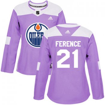 Adidas Edmonton Oilers #21 Andrew Ference Purple Authentic Fights Cancer Women's Stitched NHL Jersey