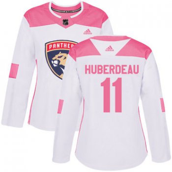 Adidas Florida Panthers #11 Jonathan Huberdeau White Pink Authentic Fashion Women's Stitched NHL Jersey