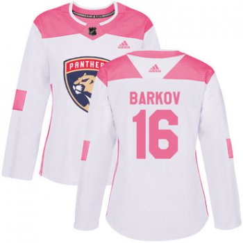 Adidas Florida Panthers #16 Aleksander Barkov White Pink Authentic Fashion Women's Stitched NHL Jersey