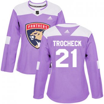Adidas Florida Panthers #21 Vincent Trocheck Purple Authentic Fights Cancer Women's Stitched NHL Jersey