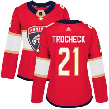 Adidas Florida Panthers #21 Vincent Trocheck Red Home Authentic Women's Stitched NHL Jersey
