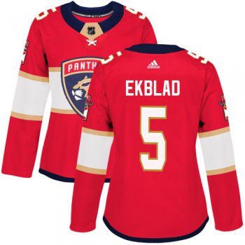 Adidas Florida Panthers #5 Aaron Ekblad Red Home Authentic Women's Stitched NHL Jersey