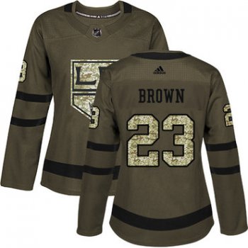 Adidas Los Angeles Kings #23 Dustin Brown Green Salute to Service Women's Stitched NHL Jersey