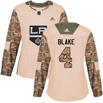 Adidas Los Angeles Kings #4 Rob Blake Camo Authentic 2017 Veterans Day Women's Stitched NHL Jersey
